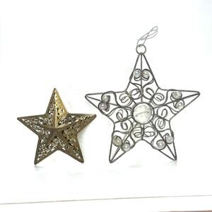 Vintage Star Christmas Ornaments 1 Bronze 3.5 In And 1 Silver 5 In